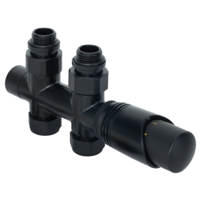 Luxe Radiator Onderblok Set Thermostatisch Haaks Zwart