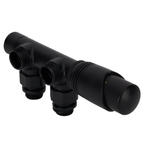 Luxe Radiator Onderblok Set Thermostatisch Recht Zwart